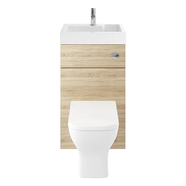 Brooklyn 500mm Natural Oak 2-In-1 Combined Wash Basin & Toilet 5 Brooklyn 500mm Natural Oak 2-In-1 Combined Wash Basin & Toilet - Image 5