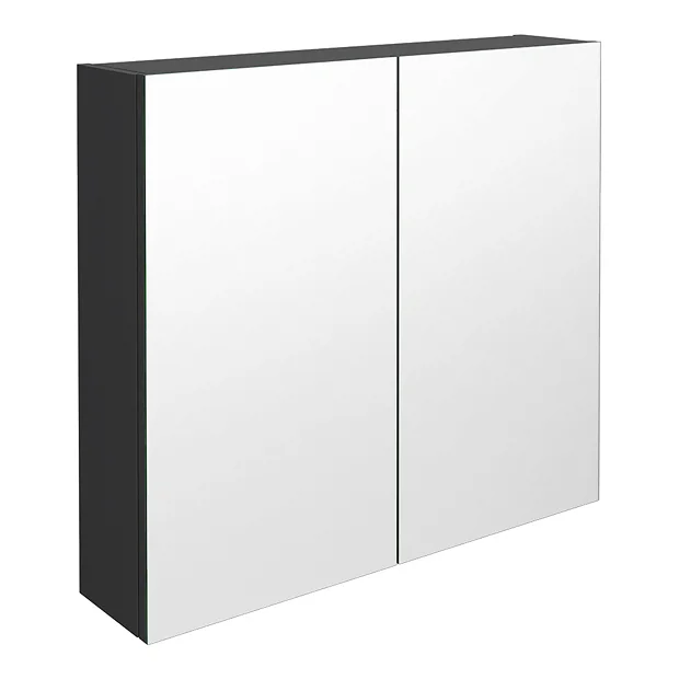 Brooklyn 800mm Gloss Grey Bathroom Mirror Cabinet - 2 Door 2 Brooklyn 800mm Gloss Grey Bathroom Mirror Cabinet - 2 Door - Image 2