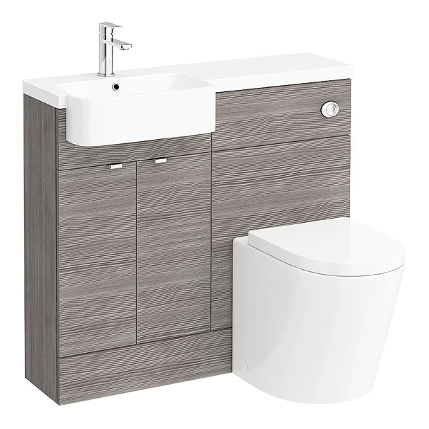 Brooklyn 1000 Grey Avola Semi-Recessed Combination Unit (Round Basin, Vanity + WC Unit) 6 Brooklyn 1000 Grey Avola Semi-Recessed Combination Unit (Round Basin, Vanity + WC Unit) - Image 6