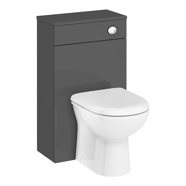 Brooklyn WC Unit With Cistern - Gloss Grey - 500mm 2 Brooklyn WC Unit With Cistern - Gloss Grey - 500mm - Image 2