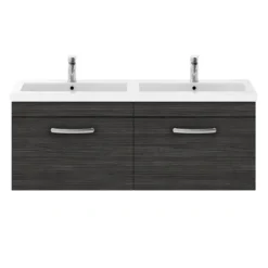Brooklyn 1205mm Black Wall Hung Single 2 Double Basin Vanity Unit
