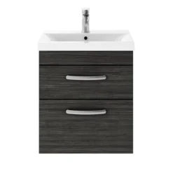 Brooklyn 500mm Black 2 Drawer Wall Hung Vanity Unit -Bathroom Products Shop bwh5b2d d1
