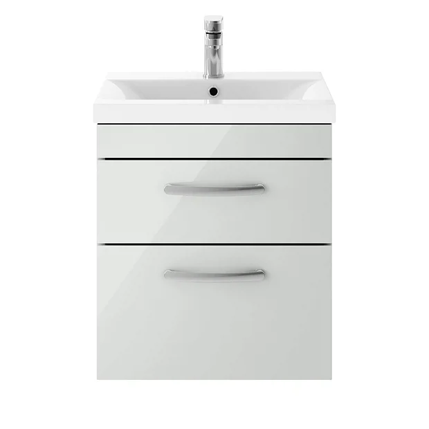 Brooklyn 500mm Grey Mist 2 Drawer Wall Hung Vanity Unit 5 Brooklyn 500mm Grey Mist 2 Drawer Wall Hung Vanity Unit - Image 5
