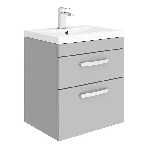 Brooklyn 500mm Grey Mist 2 Drawer Wall Hung Vanity Unit 2 Brooklyn 500mm Grey Mist 2 Drawer Wall Hung Vanity Unit - Image 2
