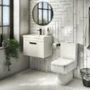 Brooklyn Wall Hung Vanity - Gloss White - 500mm Wide 1-Drawer Inc. Matt Black Handle
