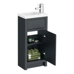 Chatsworth Traditional Cloakroom Vanity Unit Suite - Graphite -Bathroom Products Shop c900blk n d1