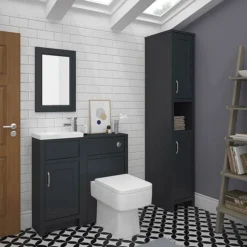 Chatsworth Traditional Cloakroom Vanity Unit Suite - Graphite -Bathroom Products Shop c900blk n d2