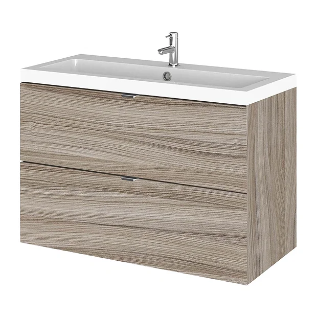 Hudson Reed Fusion 800mm Driftwood Full Depth Wall Hung 2-Drawer Unit & Basin 2 Hudson Reed Fusion 800mm Driftwood Full Depth Wall Hung 2-Drawer Unit & Basin - Image 2