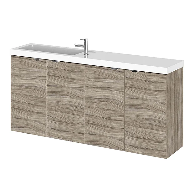 Hudson Reed 1200mm Driftwood Wall Hung Compact Combination Unit (600 Vanity X 2) 2 Hudson Reed 1200mm Driftwood Wall Hung Compact Combination Unit (600 Vanity X 2) - Image 2