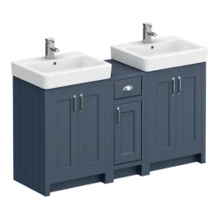 Chatsworth Traditional Blue Double Basin Vanity + Cupboard Combination Unit -Bathroom Products Shop cblu142pknd1