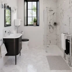 Burlington Chalfont 650mm Matt Black Single Drawer Vanity Unit With Chrome Handle