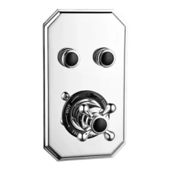 Chatsworth 1928 Black Traditional Push-Button Shower Valve Pack With Handset + Rainfall Shower Head -Bathroom Products Shop chtpbpk2blk d2