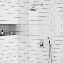 Chatsworth 1928 Black Traditional Push-Button Shower System With Large Handset + 8" Rainfall Shower Head 5 Chatsworth 1928 Black Traditional Push-Button Shower System With Large Handset + 8" Rainfall Shower Head -Bathroom Products Shop chtpbpk3blkd2