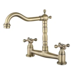 Britannia Classic Bridge Sink Mixer - Brushed Brass -Bathroom Products Shop clbm4 n d1