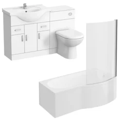 Cove Bathroom Suite With B-Shaped Shower Bath -Bathroom Products Shop covebathroomsuitewithbshapedshowerbath d1