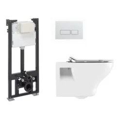 Crosswater MPRO Matt White / Kai Toilet + Concealed WC Cistern With Wall Hung Frame