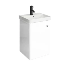 Cruze 400mm Curved Gloss White Wall Hung Vanity Unit -Bathroom Products Shop crz4whvw d3 580237