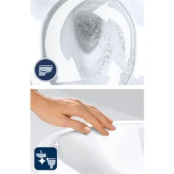Grohe Cube Ceramic Rimless Wall Hung Toilet With Soft Close Seat + FREE TOILET ROLL HOLDER -Bathroom Products Shop cubwhwc d1
