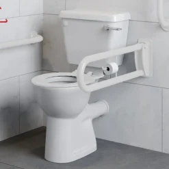 Milton Doc M Pack - Accessible Bathroom Toilet, Basin + White Grab Rails