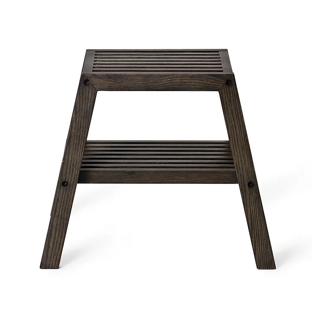 Dark Oak Slatted Bathroom Stool 3 Dark Oak Slatted Bathroom Stool - Image 3