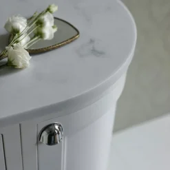 Burlington Floor Standing Corner Vanity Unit - Dark Olive - Left Hand 1000mm With Worktop -Bathroom Products Shop fc2obc98l d2