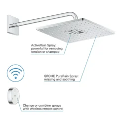 Grohe Grohtherm SmartConnect Square Head & Handset Shower Set -Bathroom Products Shop gbtsquhss d6