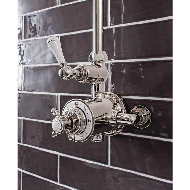 Crosswater - Belgravia Thermostatic Shower Valve With Fixed Head - Nickel 4 Crosswater - Belgravia Thermostatic Shower Valve With Fixed Head - Nickel - Image 4