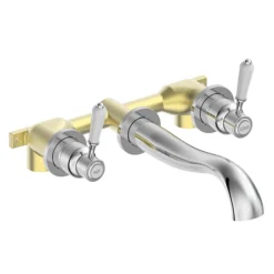 Lancaster Traditional Chrome Wall Mounted Lever Basin Mixer Tap