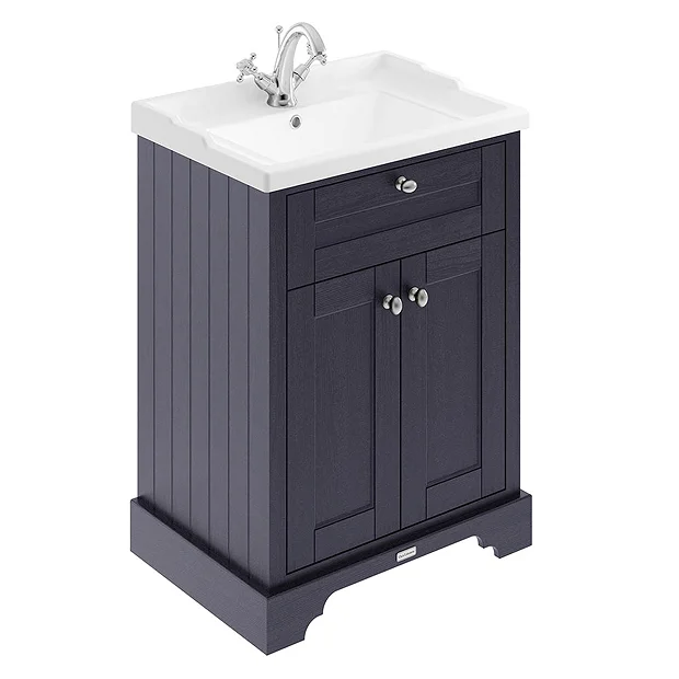 Old London 600mm 2-Door Cabinet & Basin - Twilight Blue 1 Old London 600mm 2-Door Cabinet & Basin - Twilight Blue