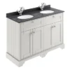 Old London 1200mm Cabinet & Double Bowl Black Marble Top - Timeless Sand