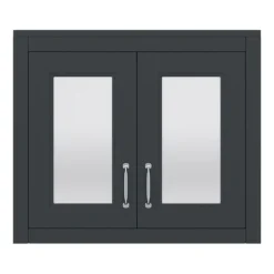Chatsworth 690mm Graphite 2-Door Mirror Cabinet -Bathroom Products Shop mcabblk n d2