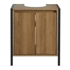 Milan Industrial Matt Black Framed Under Basin Cabinet - Wood Effect 8 Milan Industrial Matt Black Framed Under Basin Cabinet - Wood Effect -Bathroom Products Shop mil351md2
