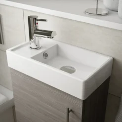 Milan Grey Avola Cloakroom Suite (Toilet, Concealed Cistern + Vanity Unit) -Bathroom Products Shop milgas d1