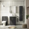 Brooklyn 600mm Black Bathroom Mirror Cabinet - 2 Door