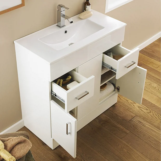 Toreno Vanity Sink With Cabinet - 1000mm Modern High Gloss White 3 Toreno Vanity Sink With Cabinet - 1000mm Modern High Gloss White - Image 3