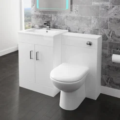 Toreno 500mm BTW Toilet Unit Incl. Cistern + Round Pan (Depth 200mm) -Bathroom Products Shop modenahighglosswhitebtwwcunitcisternsoftcloseseatw500xd200mmdetail1