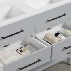 Montrose 1200mm Dove Grey Double Basin Vanity Unit With Matt Black Handles And Slatted Shelf 5 Montrose 1200mm Dove Grey Double Basin Vanity Unit With Matt Black Handles And Slatted Shelf -Bathroom Products Shop mt12vdgm d1