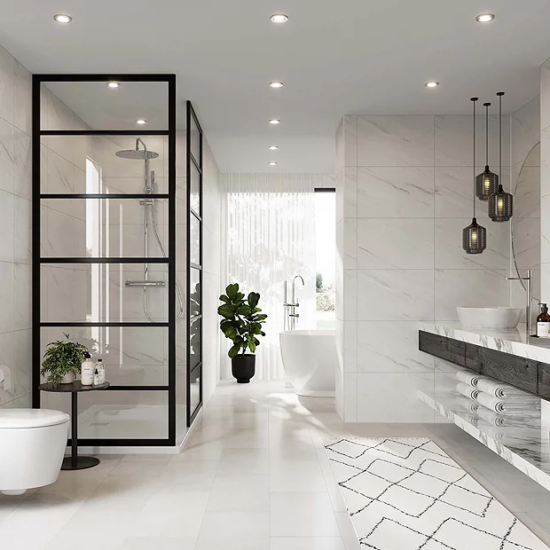 Multipanel Tile Effect Levanto Marble H2400 X W598mm Bathroom Wall Panel - Hydrolock Tongue And Groove 2 Multipanel Tile Effect Levanto Marble H2400 X W598mm Bathroom Wall Panel - Hydrolock Tongue And Groove - Image 2