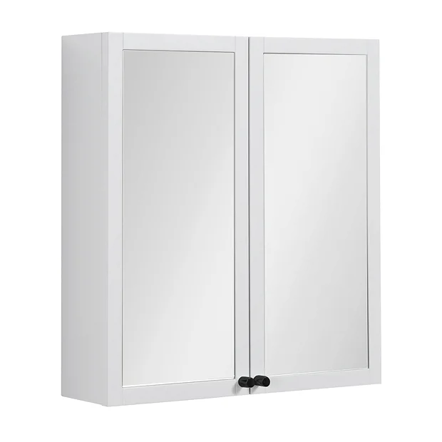 Montrose 600mm White Mirrored Cabinet With Matt Black Handles 2 Montrose 600mm White Mirrored Cabinet With Matt Black Handles - Image 2