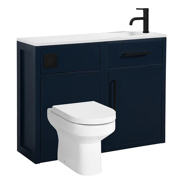 Montrose Indigo Blue Combination Vanity And WC Unit With Matt Black Handles And Flush 2 Montrose Indigo Blue Combination Vanity And WC Unit With Matt Black Handles And Flush - Image 2
