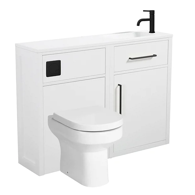 Montrose White Combination Vanity And WC Unit With Matt Black Handles And Flush 2 Montrose White Combination Vanity And WC Unit With Matt Black Handles And Flush - Image 2