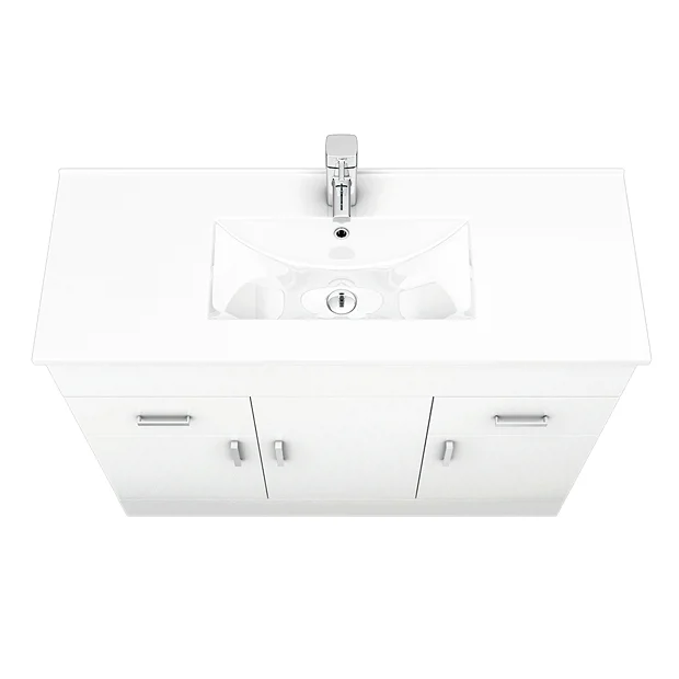 Toreno Vanity Sink With Cabinet - 1000mm Modern High Gloss White 1 Toreno Vanity Sink With Cabinet - 1000mm Modern High Gloss White