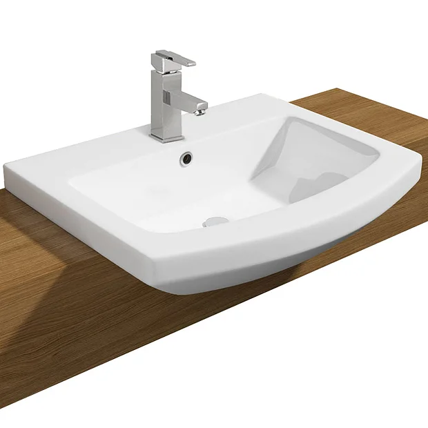 Monza 550mm Semi-Recessed Basin - 1 Tap Hole 2 Monza 550mm Semi-Recessed Basin - 1 Tap Hole - Image 2