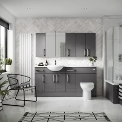 Hudson Reed 370mm Gloss Grey Decorative End Panel