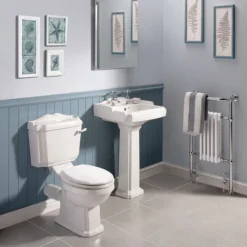 Oxford Ceramic Traditional Basin & Pedestal Set -Bathroom Products Shop oxfordtraditionalbasinwithpedestald1