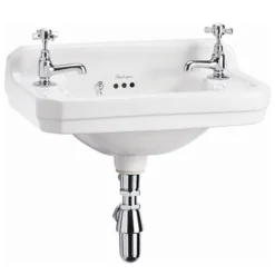 Burlington Cloakroom Slimline Toilet + Edwardian Wall Mounted 2TH Basin