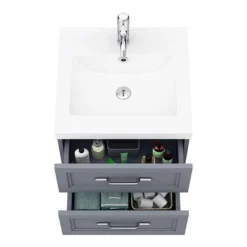 Period Bathroom Co. Wall Hung Vanity - Matt Grey - 500mm 2 Drawer With Chrome Handles 5 Period Bathroom Co. Wall Hung Vanity - Matt Grey - 500mm 2 Drawer With Chrome Handles -Bathroom Products Shop pbc5whgry2d d1