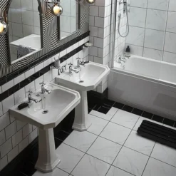 Heritage - Granley Deco 2TH Basin & Pedestal -Bathroom Products Shop pgdw05pgrw09 d2