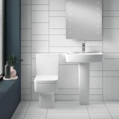 Bliss 4 Piece Bathroom Suite - CC Toilet & 1TH Basin With Pedestal - 2 X Basin Size And Seat Options