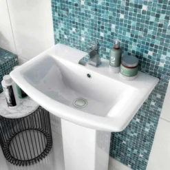 Nuie Asselby 1 Tap Hole Ceramic Basin + Pedestal Set -Bathroom Products Shop premierasselby1tapholeceramicbasinpedestalsetnd1